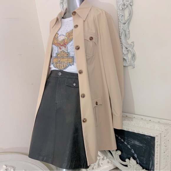 VINTAGE Aldo Trevi Tan Jacket Trench - Picture 1 of 10